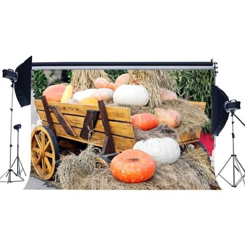 Autumn Harvest Backdrop Pumpkin Straw Haystack Backdrops Rustic Old Barn Farm Car Vintage Background