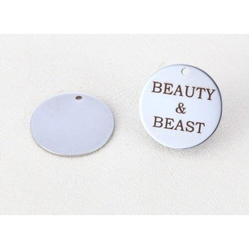20pcs/lot 20mm High Quality New Arrival Stainless Steel Message Charms " BEAUTY &BEAST" For Diy Jewellery Making