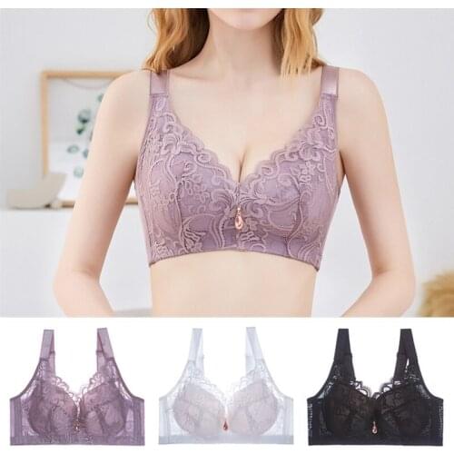 Sexy Ultra-Thin Plus Size Bra Lace Without Steel Ring Gathered Adjustable Ladies Bra Underwear