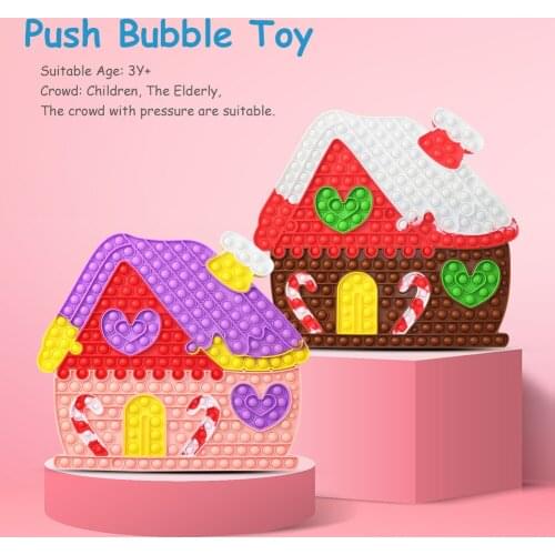 Spliceable Christmas House Silicone Push Bubble Big Size Fidget Toys Stress Reliever Squeeze Board Squishy Adults Children Gifts