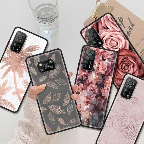 Pink Rose Coconut tree Phone Case For Xiaomi Poco X3 NFC M3 Pro F3 GT Note 10 Lite CC9E CC9 A3 Pocophone F1 Black Soft TPU Shell