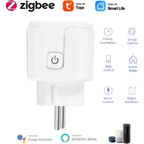 Tuya ZigBee Smart Plug EU 15A 110-250V Wireless Timer Socket Smart Home Voice Control work with Alexa Google Home Assistant