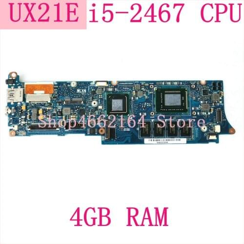 UX21E Mainboard With i5-2467 CPU 4GB RAM Mainboard For ASUS UX21 UX21E Laptop Motherboard 60-N93MB2B00 UX21E Mainboard Test OK