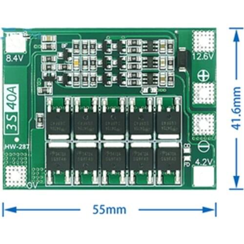 10pcs 3S 40A Li-ion Lithium Battery Charger Protection Board PCB BMS For 40A Current Drill Motor 11.1V 12.6V Lipo Cell Module