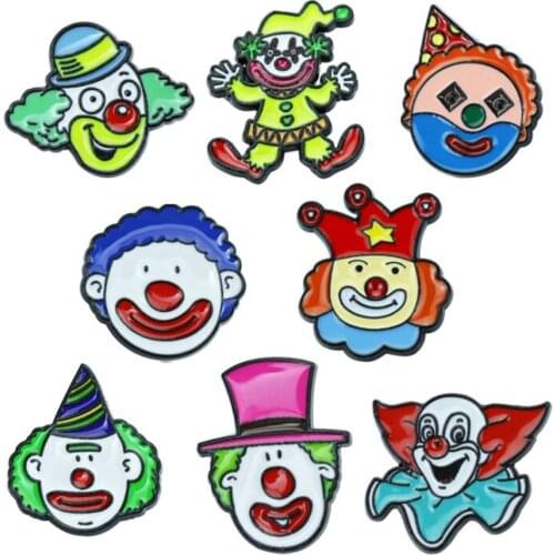 Fashion Circus Clown Anime Metal Pin Brooch Badge For Women Cute Anime Hijab Pins Trendy Enamel Pin Brooches Funny Accessories