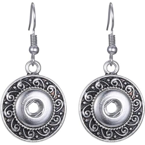 New Hot Vintage Statement DIY Snap Button Crystal Long Tassel Snap Earrings For Women Fit 12mm Snap Fashion Jewelry