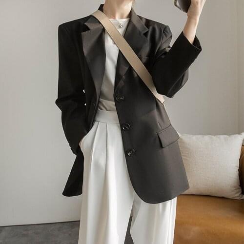 New arrival fashion women spring OL temperament professional black suit vintage loose single-breasted casual simple wild jacket