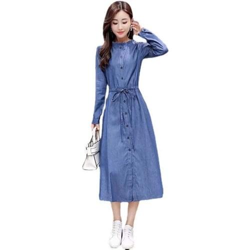 2021 Summer Denim Dress Women New Female Korean Fashion Button Short-sleeved Elegant Slim Dress Ladies Vestidos Casual Clothing
