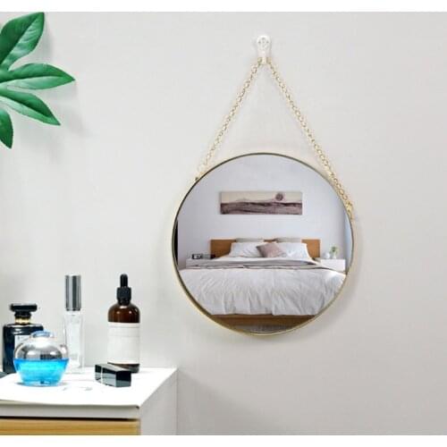 1Pc Nordic Round Hanging Mirror Wall Mounted Metal Bathroom Decorative Mirror Home Decor