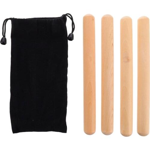2 Pairs Rhythm Stick with Carry Bag Classical Wood Claves Percussion Instrument