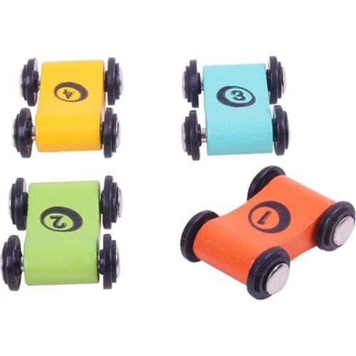 2pcs/set Mini Car Toys Wooden Childrens Slide Car Trolley Track Slide Car Inertia Pull Back Glider Toy