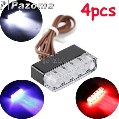 4pcs 5LED 12V Motorcycle LED Number Plate License Tail Light Tag Lamp Turn Signal Light Rear Brake Stop Lamp White Blue Red