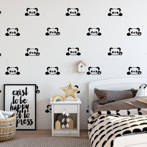40Pcs Panda Bear Animal Wall Sticker Baby Nursery Kids Room Panda Woodland Jungle Wall Decal Playroom Vinyl Decor