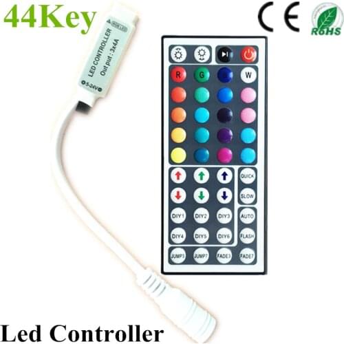 50pcs/lot 44Keys RGB LED controller Battery included IR Remote Controller with RGB Port for RGB 5050 3528 led strip by dhl