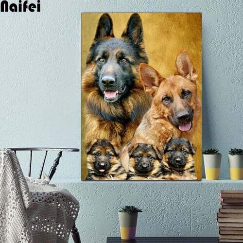 5D DIY Diamond Painting German Shepherd Family Cross Stitch Needlework Embroidery Dog Full Diamond Mosaic Rhinestones Decor