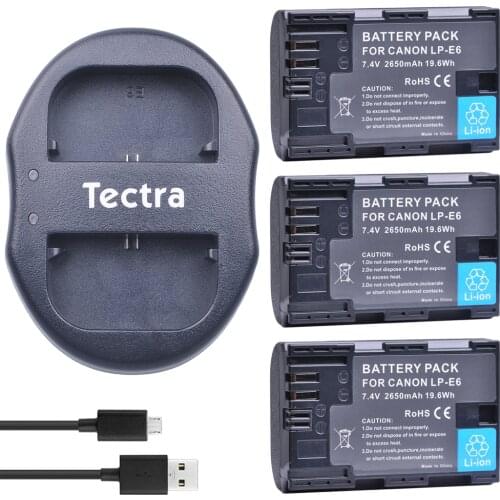 3Pcs LP-E6 LP-E6N Camera Battery for Canon EOS 6D 5D Mark III 5D Mark II 7D 60D and Canon LC-E6E battria + USB Dual Charger