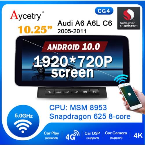 Qualcomm 4G LTE Android 10 Car Radio Multimedia player autoradio For Audi A6 A6L C6 2005-2011 Navgiation gps stereo 2 din stereo