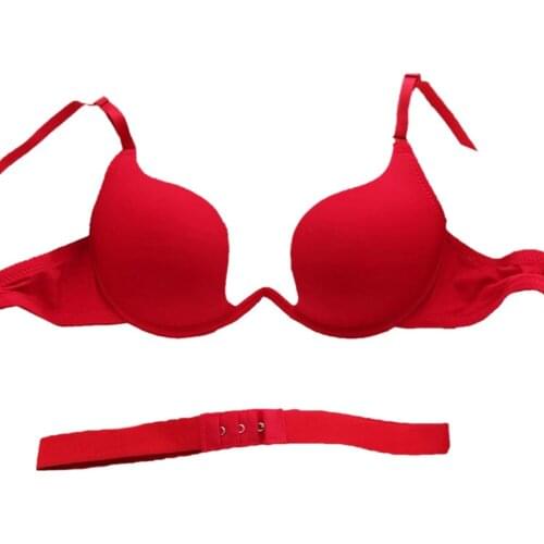 Sexy Deep U Plunge Bra LowCut Convertible Halter Multipoint Push Up Bra 32-38B