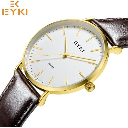 EYKI 1035 Fashion Casual Quartz Watch Men Women 30m Waterproof Leather Strap Lovers Watches Clock Male 2019 New reloj pokemon