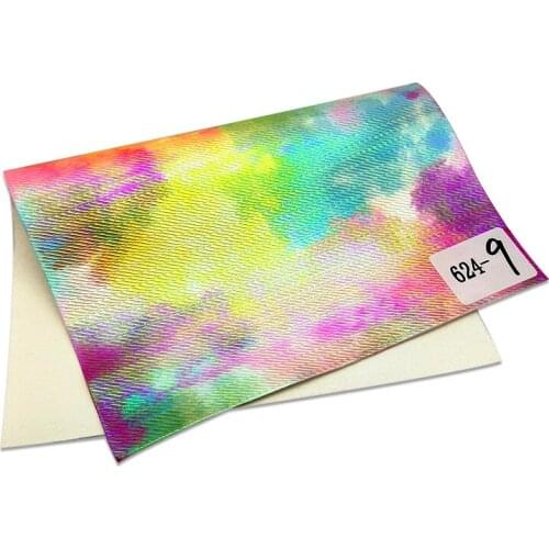 Geometric Pattern Embossed Cloud Iridescent Pastel Color PU Holographic Waterproof Leather Fabric Sheet for Bag/Handbag/Clothing