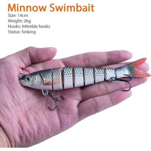 Hanlin 26g/14cm Sinking Wobblers Fishing Lures Jointed Crankbait Swimbait 8 Segment Hard Artificial Bait For Fishing Tackle Lure