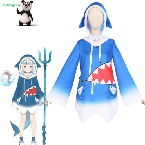 CosplayLove Holdlive Virtual YouTuber English Gawr Gura Cosplay Costume Stock For Female Girl Halloween Christmas