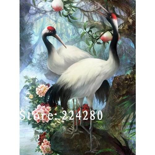 Red-crowned Cranes Needlework,Embroidery,White Crane Animal DIY 14CT Unprinted Cross stitch kits,Arts Cross-Stitching Decor