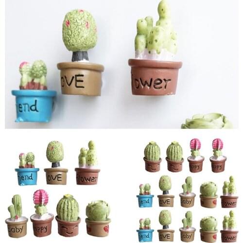 Creative Fridge Magnets Resin Small Plant Refrigerator Message Board Magnetic Sticker 3D Cute Lifelike Potted Plant Supplies