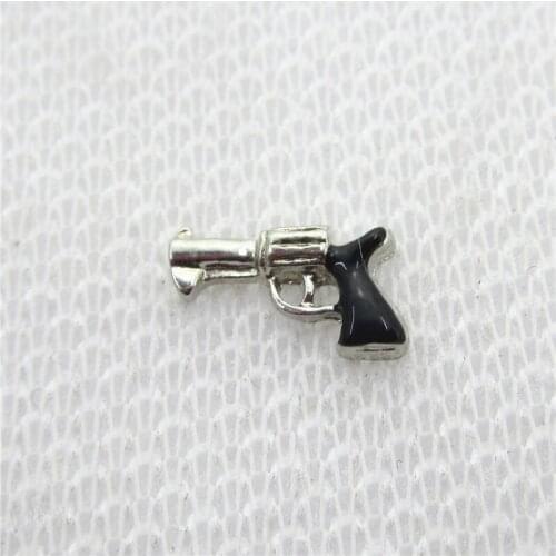 Hot selling 20pcs/lot Black Gun Floating Charms Living Glass Memory Lockets DIY Jewelry pendants Charms