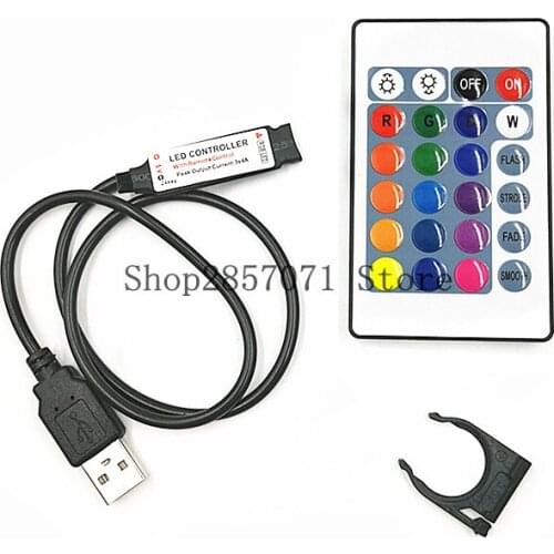 Mini RGB Led Controller 24Keys RF Wireless Remote Controller With 4pin USB Cable DC5V 12A For 3528 5050 SMD LED Light Strip