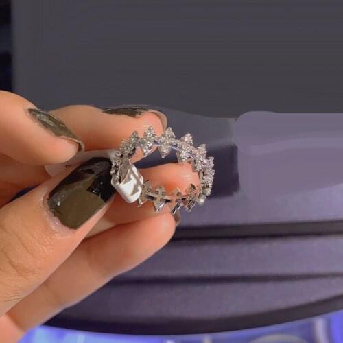 Brand 1:1High Quality Fahsion Ring Yellow Gold Color Zigzag Spikes finger Ring Micro Cubic Zirconia Stones Women Fine Jewelry