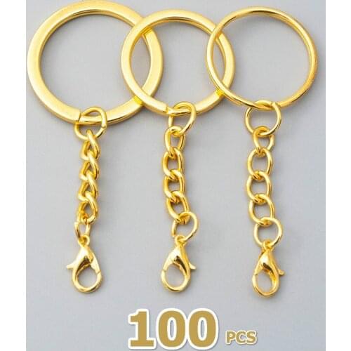 Bulk Wholesale 100pcs/lot 25 30mm Polished Keyring Keychain Short Chain Key Rings Women Men DIY Key Chains Jewelry Accessories
