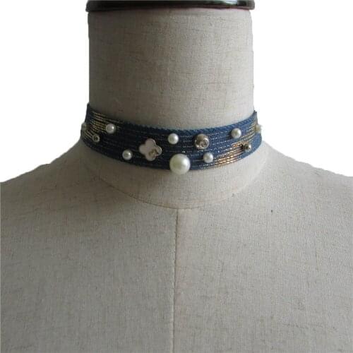 Necklace decoration pearl rhinestone applique fabric embroidery craft supplies DIY clothing supplies accessories 1 piece for sal