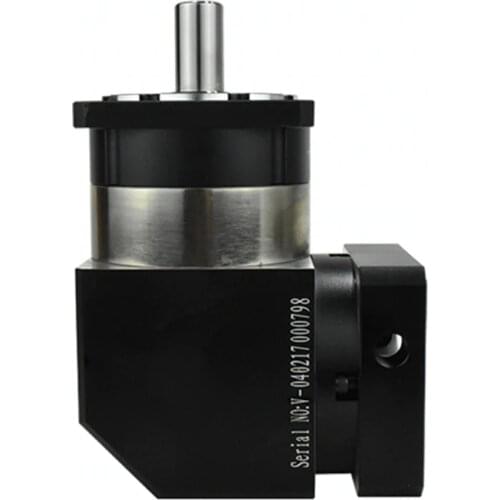 Right angle 90 degree planetary gearbox reducer 10 arcmin Ratio 3:1 to 10:1 for 60mm 200w 400w AC servo motor input shaft 14mm