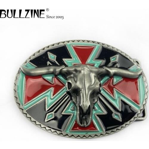 Bullzine wholesale zinc alloy Bull head belt buckle FP-03529 LUXURIOUS retro western jeans gift belt buckle