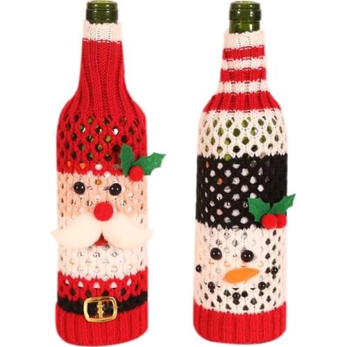 Christmas Wine Bottle Cover Merry Christmas Decor For Home 2020 Knitted Christmas Table Decor Xmas Gift christmas decorations