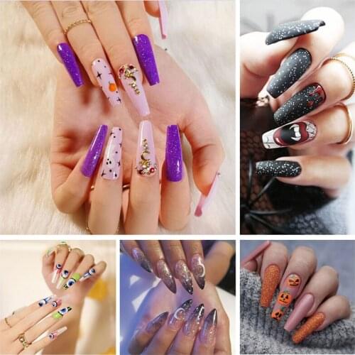 Sexy Diabolical Style Acrylic Long Fake Nails Press On False Fingernail With Ddhesive Tabs for Party for Halloween JP1245