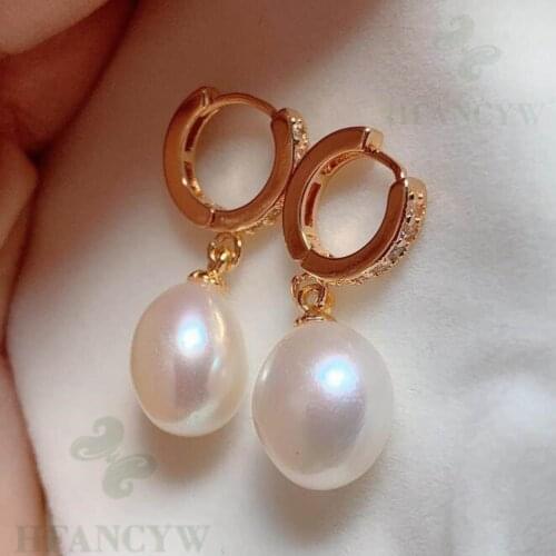 White Drops Baroque Pearl Earring Zircon 18k Ear Stud Real Luxury Women Aurora Wedding Party Accessories Jewelry Natural