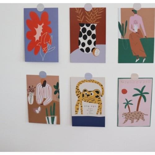 Nordic Abstract Figures Art Postcard Wall Sticker Photo Diy White Background Collocation Room Decoration Card Greeting Card