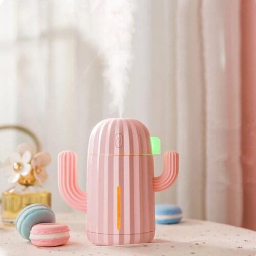340ML Cactus Air Humidifier USB Aroma Essential Oil Diffuser With Warm Light Car Aromatherapy Humidificador