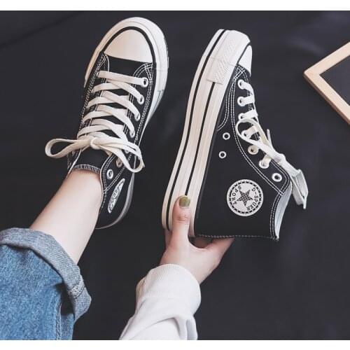 Fashion Women Canvas Shoes Trend Platform Shoes New Comfortable Breathable High Quality Thick Bottom Vulcanized Shoes Women