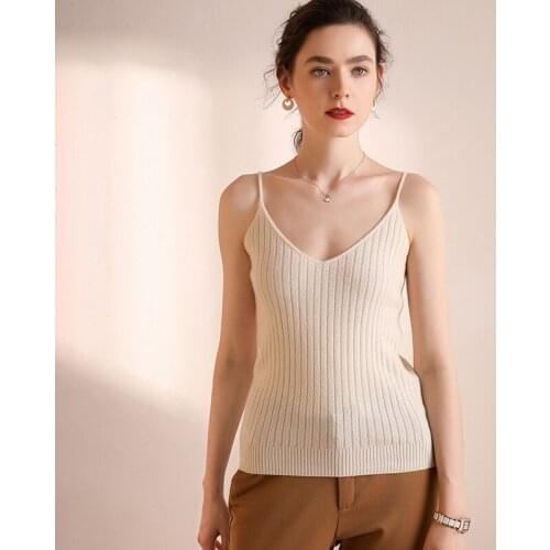 Female Sweater Vest V-neck Sexy Sling Sweater Top Autumn Winter Thickening Sling Sweater 100% Cashmere Women Knitting Jumper