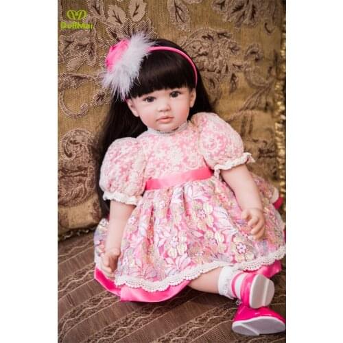 24"/60 cm Colorful Dress Reborn Babies Doll Princess Girl Baby Doll Soft Vinyl Silicone Lifelike Toddler Doll Toys Bebes reborn