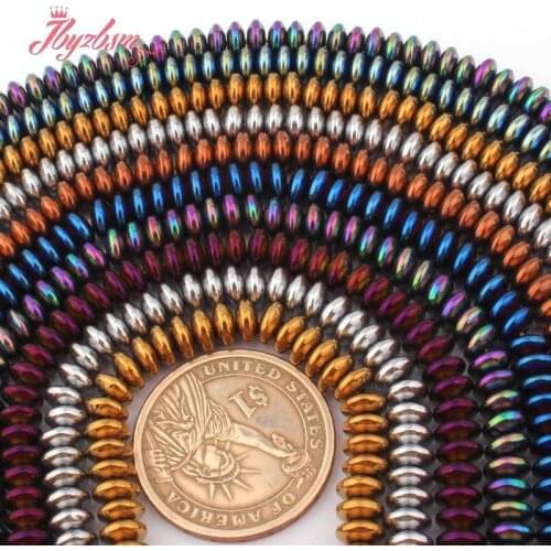 3x6mm Smooth Rondelle Disc Beads Hematite (No Magnetic )Natural Stone Spacer Beads For DIY Necklace Bracelet Jewelry Making 15"