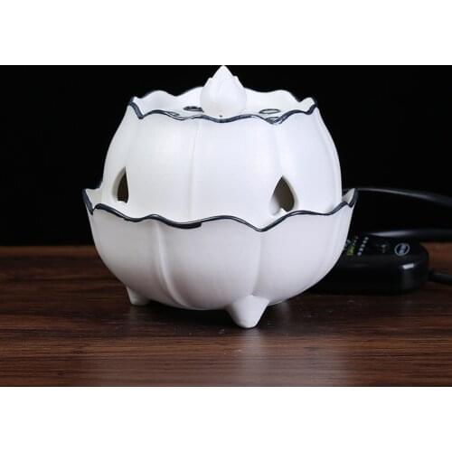 Lotus Incense Burner Electrical Ceramic Essential Oil Candle Melts Burner Backflow Quemador De Incienso Gothic Decor Home AC50IB