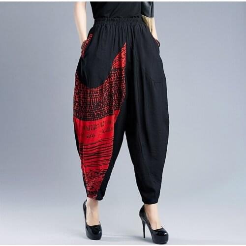 Cotton Linen Chinese Style Harem Pants 2021 Summer Ladies Trousers High Waist Casual Loose Women Streetwear China Clothes 30945