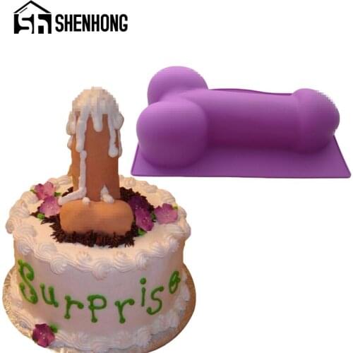 SHENHONG Cake Mold Sexy Penis Shaped Pastry Decorating Silicone Mould Bachelor Party Cupcakes Ice Cube and Soap Baking Tools