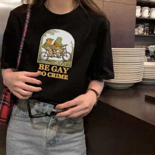 Frog and Toad-Be Gay Do Crime Short Sleeve T Shirt Harajuku Anime Tshirts Women Men Cotton Tops Summer Oversized Camisetas Mujer