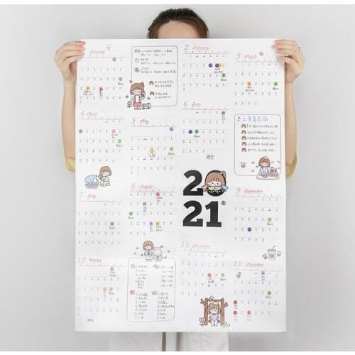 Calendar Paper Agenda Block Year Planner Kids Wall Stickers Weekly Planner 2021 365 Days Kawaii Notes Schedule Office Supplies