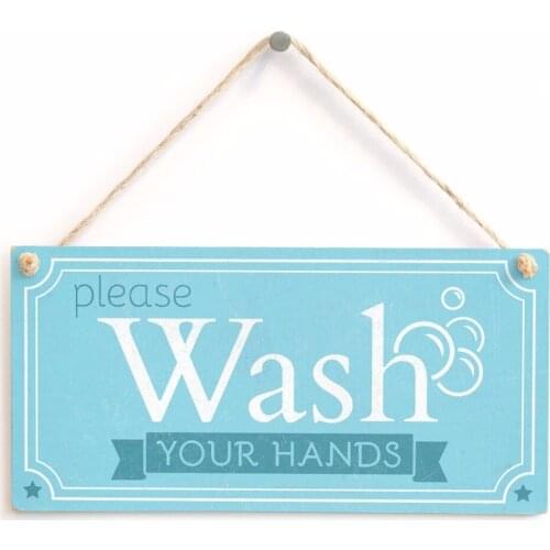 Meijiafei Please Wash Your Hands - Vintage PVC Sign/ Plaque 10"x5"